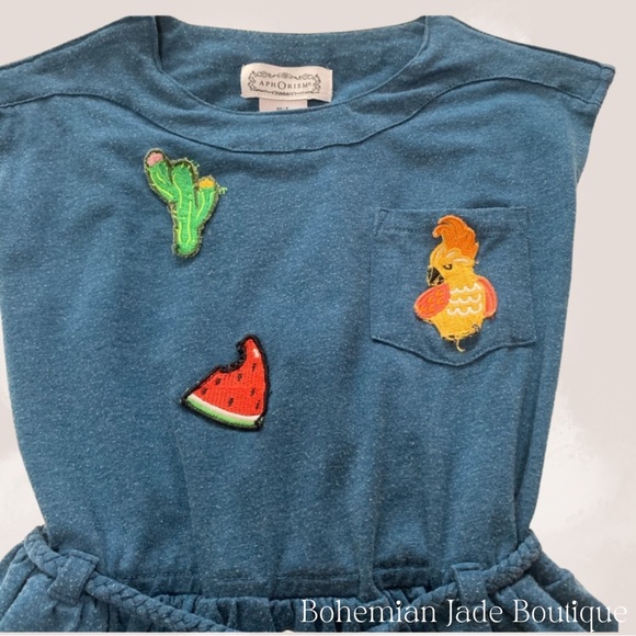 APHORISM Girls Patch Dress Denim Blue - Picture 2 of 6